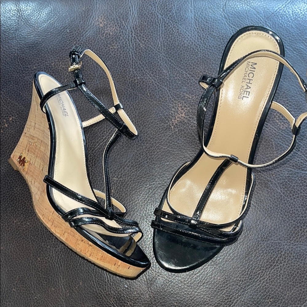 Michael Kors Black Wedge Sandals